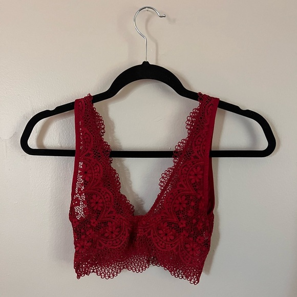 Victoria secret bralette Maroon with flower detail - Picture 2 of 3